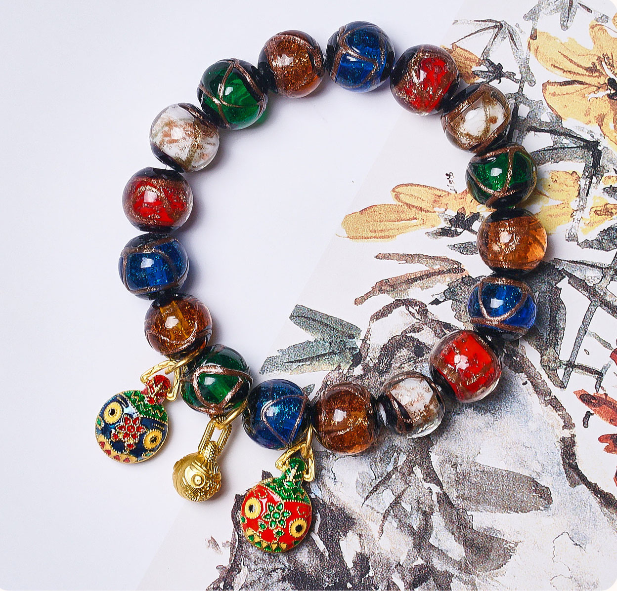 Incense Ash Glass Beads Bracelet – Unisex Couples Gift - Image 2