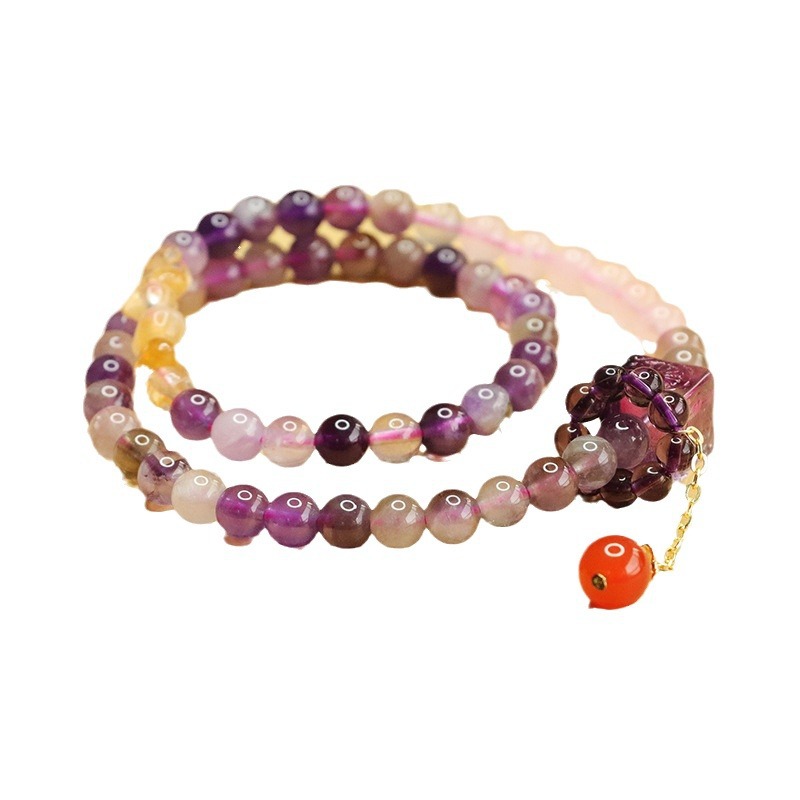 Nine Purple Li Fire Aurora Glow Crystal & Colored Glass Bracelet