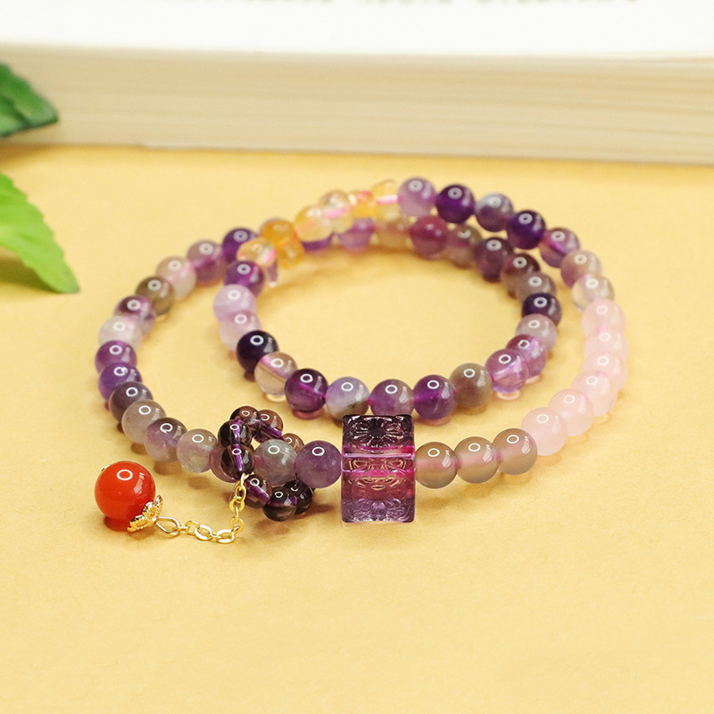 Nine Purple Li Fire Aurora Glow Crystal & Colored Glass Bracelet - Image 4