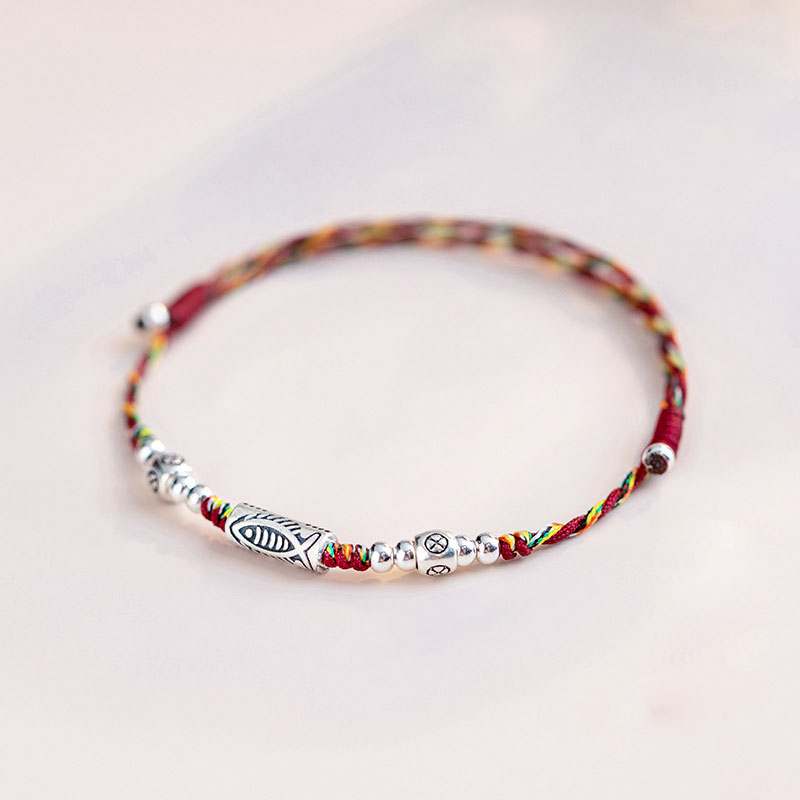 S925 Silver Koi Fish Braided Bracelet