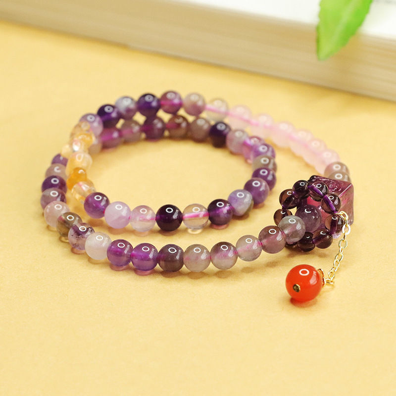 Nine Purple Li Fire Aurora Glow Crystal & Colored Glass Bracelet - Image 6