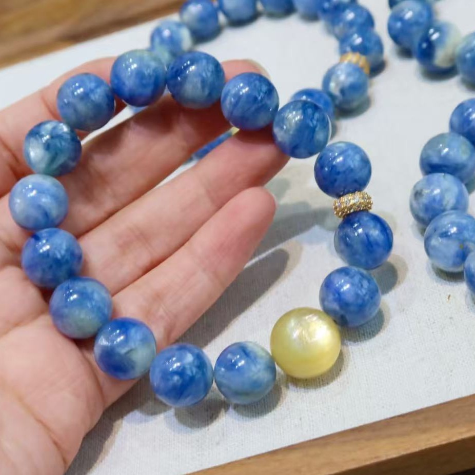 Fortune Koi and Celestial Kyanite Single-Strand Bracelet - Image 4