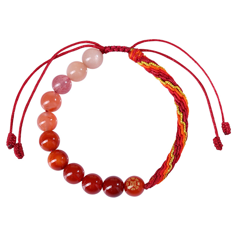 Unisex Natural Crystal DIY Hand-Knotted Rope Bracelet