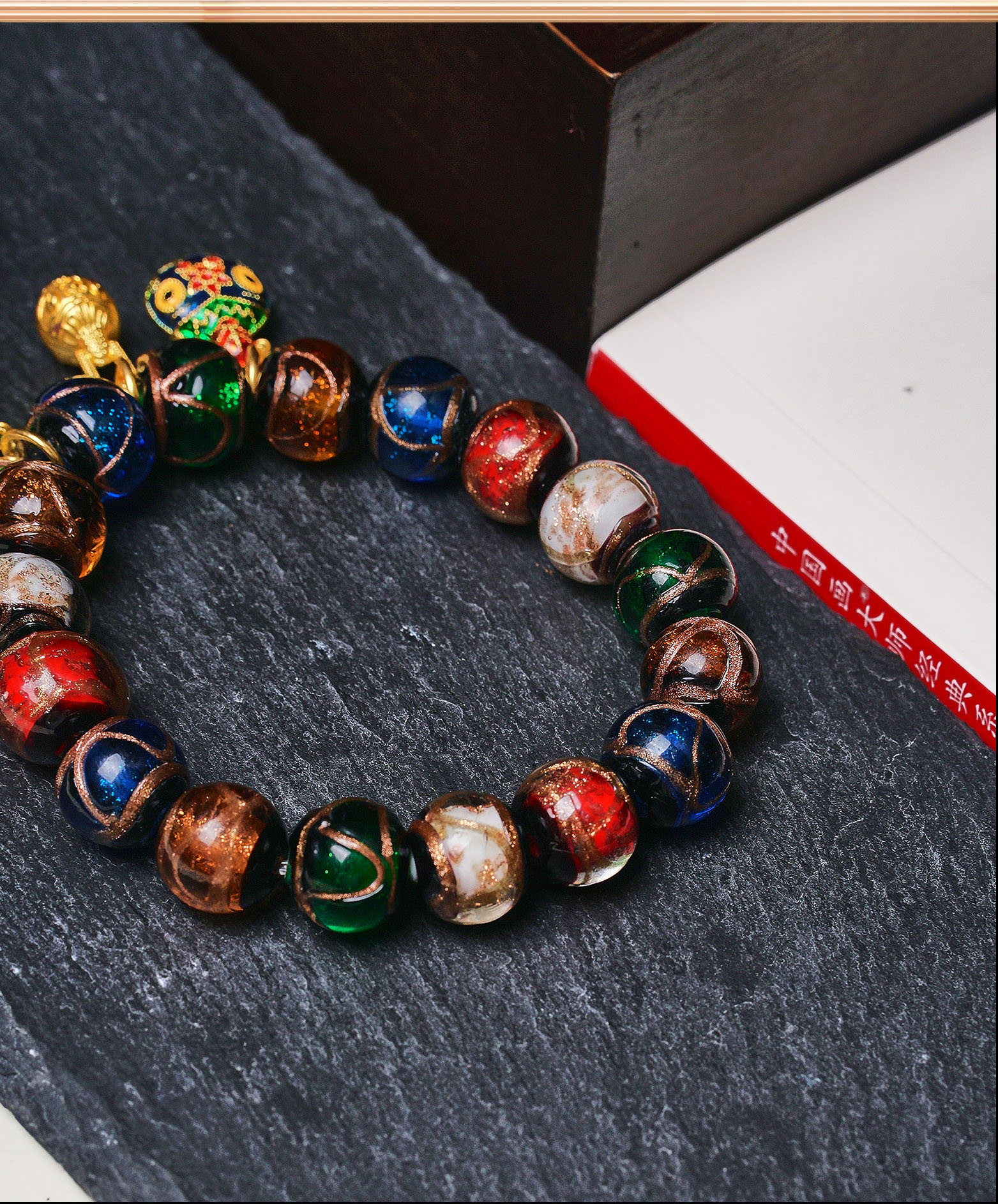 Incense Ash Glass Beads Bracelet – Unisex Couples Gift - Image 3